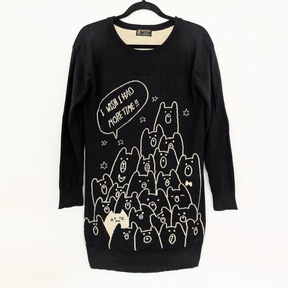 RIVET & SURGE Sweater Dress Cat and Bears Size M Japanese Brand - Picture 1 of 7